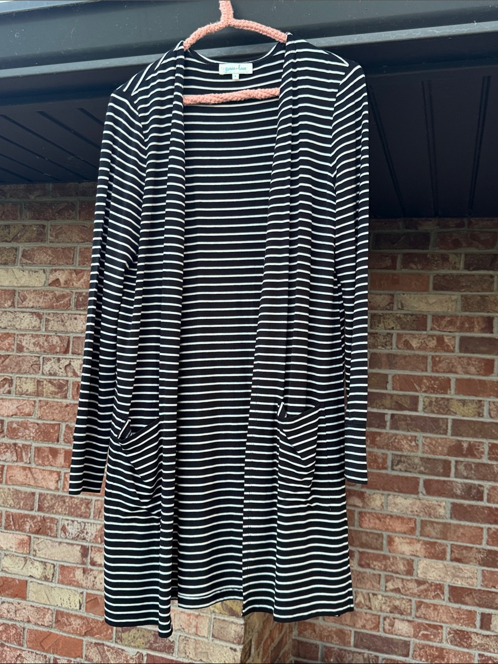 NWOT Grace & Lace Black and White Striped Top